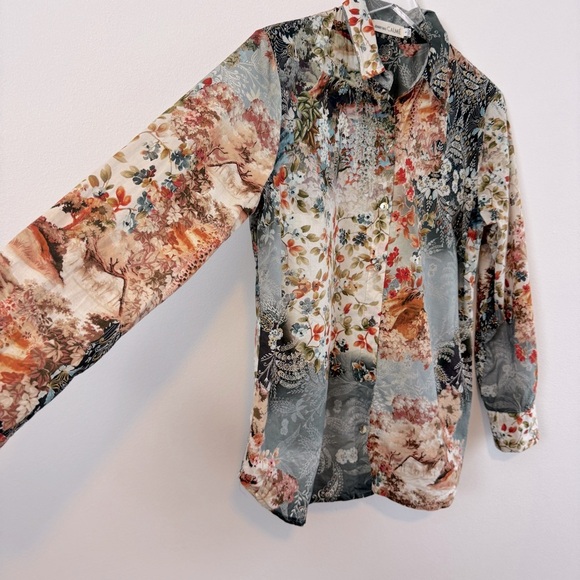 Johnny Was Calme’ Blouse size S 100% Cotton Floral Landscape Print - Picture 3 of 7